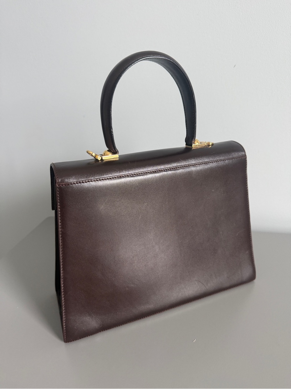 Vintage Salvatore Ferragamo Gancini 0212181 Brown Leather Top Handle Bag - Picture 4 of 10